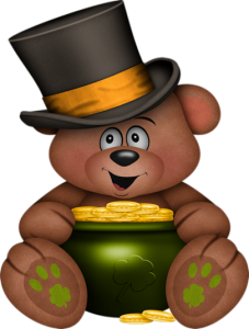 st. patrick's day bear with pot of gold